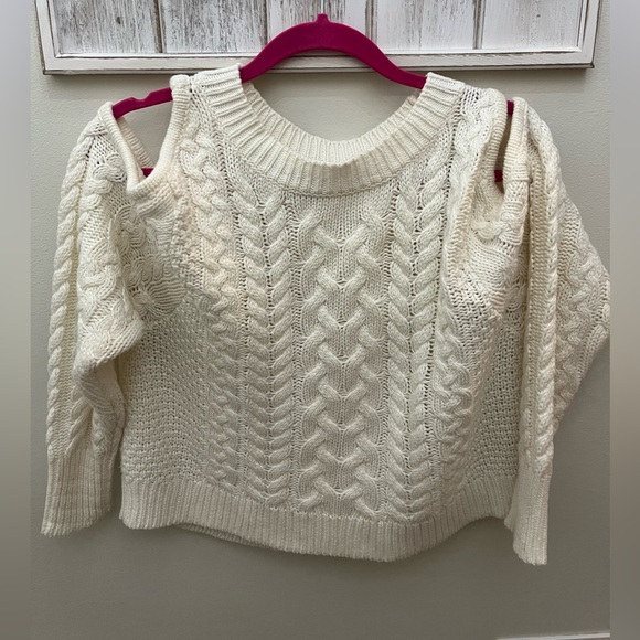aerie Cable Knit Women's Sweater with Cut-Out Shoulders, Size S/P, NWOT - Picture 1 of 9